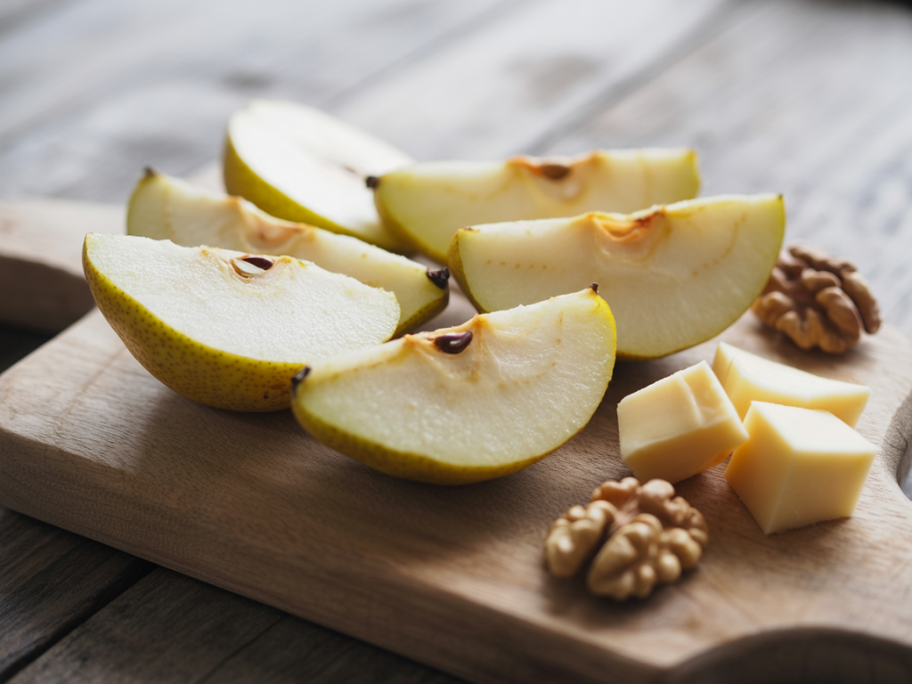 Fresh Pear and Cheese Salad Preparation