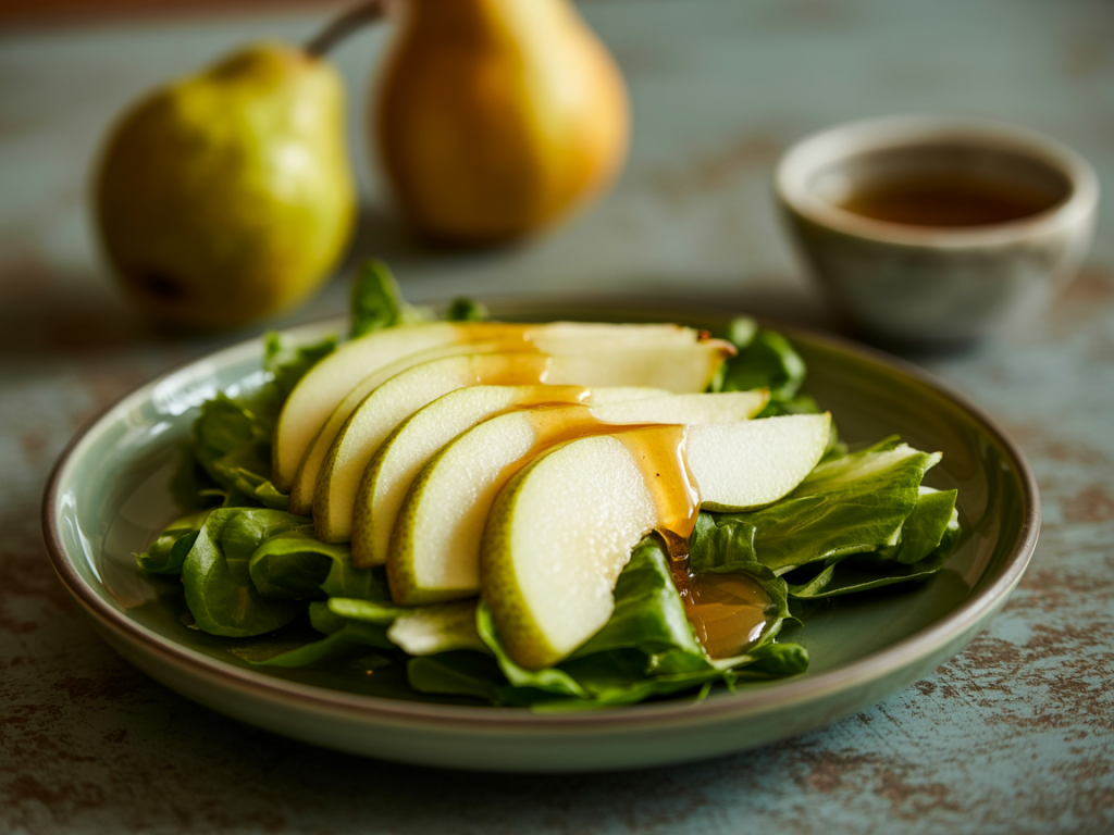 Fresh Pear and Cheese Salad with Dressings